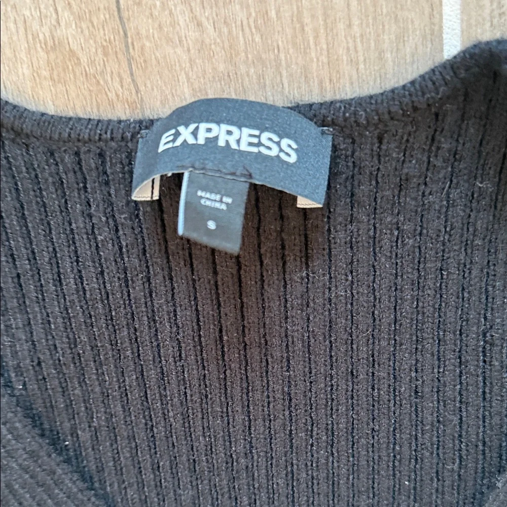 Express Black V-Neck Sweater with Puff Sleeves - Picture 5 of 5
